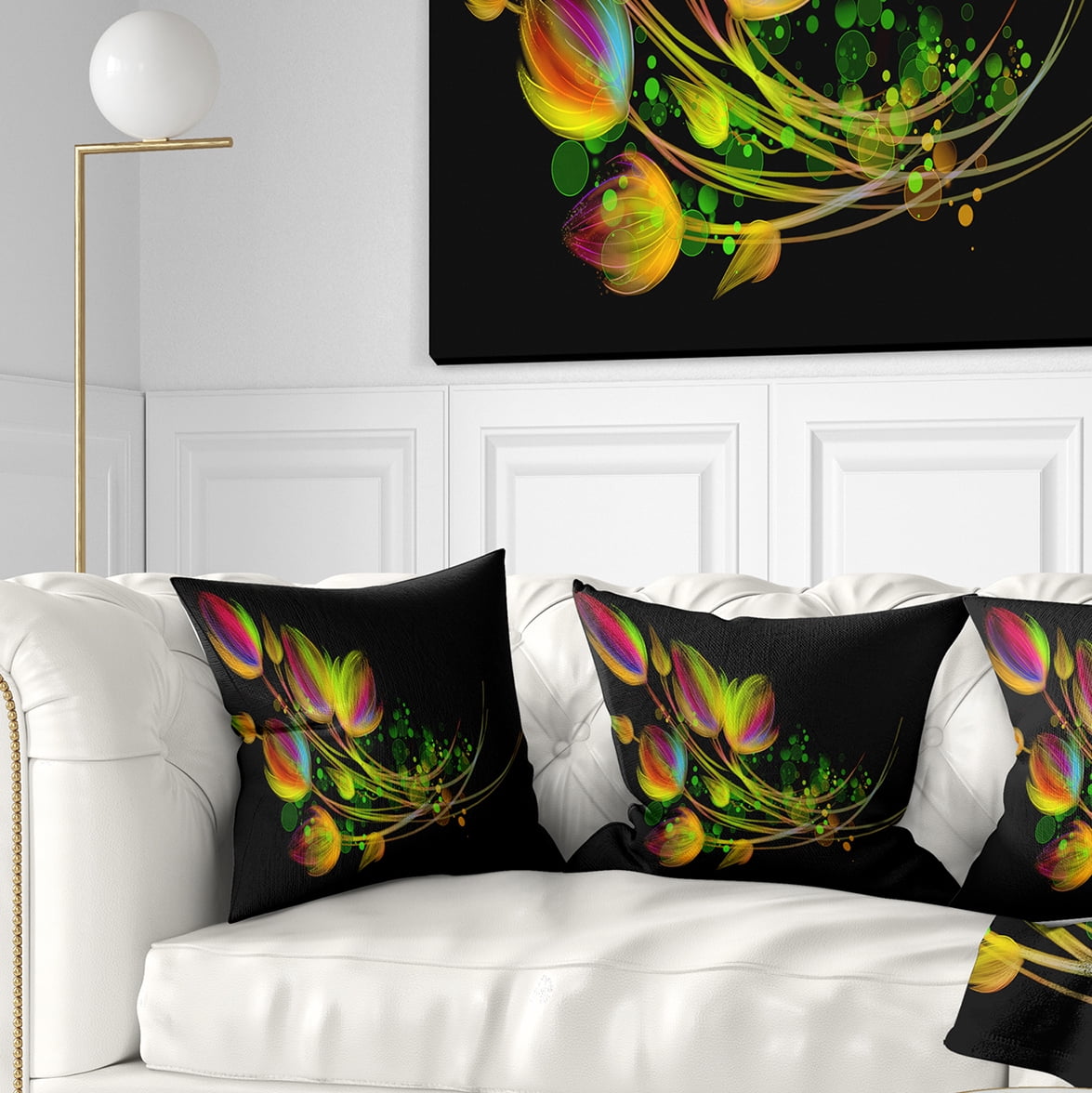 Designart Bright Bouquet - Floral Throw Pillow - 16x16
