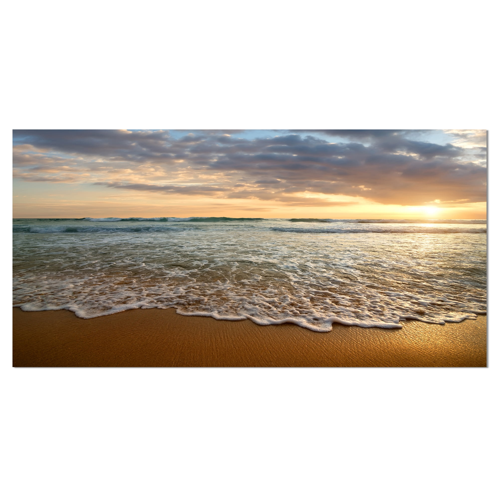 Golden Sunset Over Calm Ocean Wrapped Canvas Art