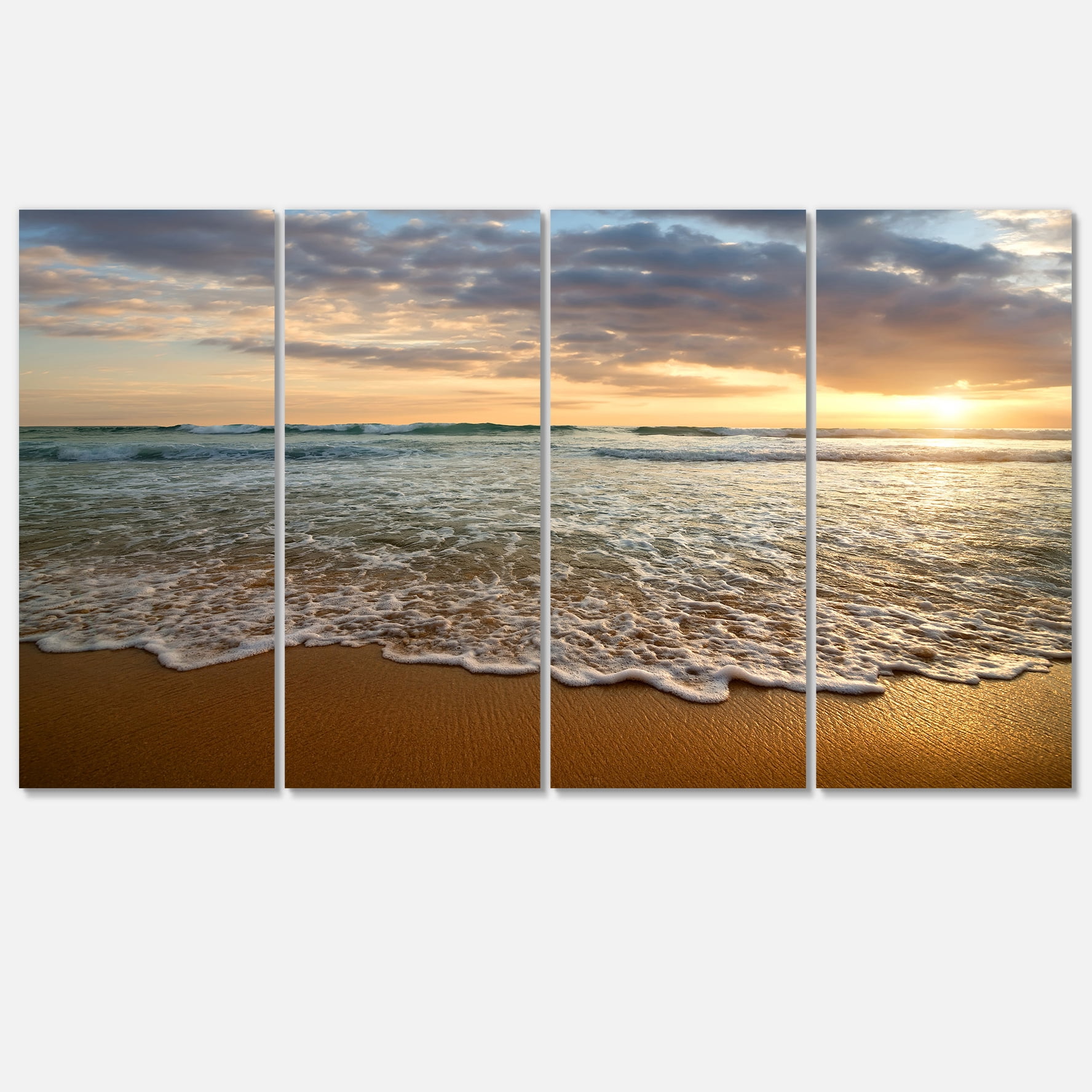 Designart 'Bright Cloudy Sunset in Calm Ocean ' Seashore Canvas Art Print