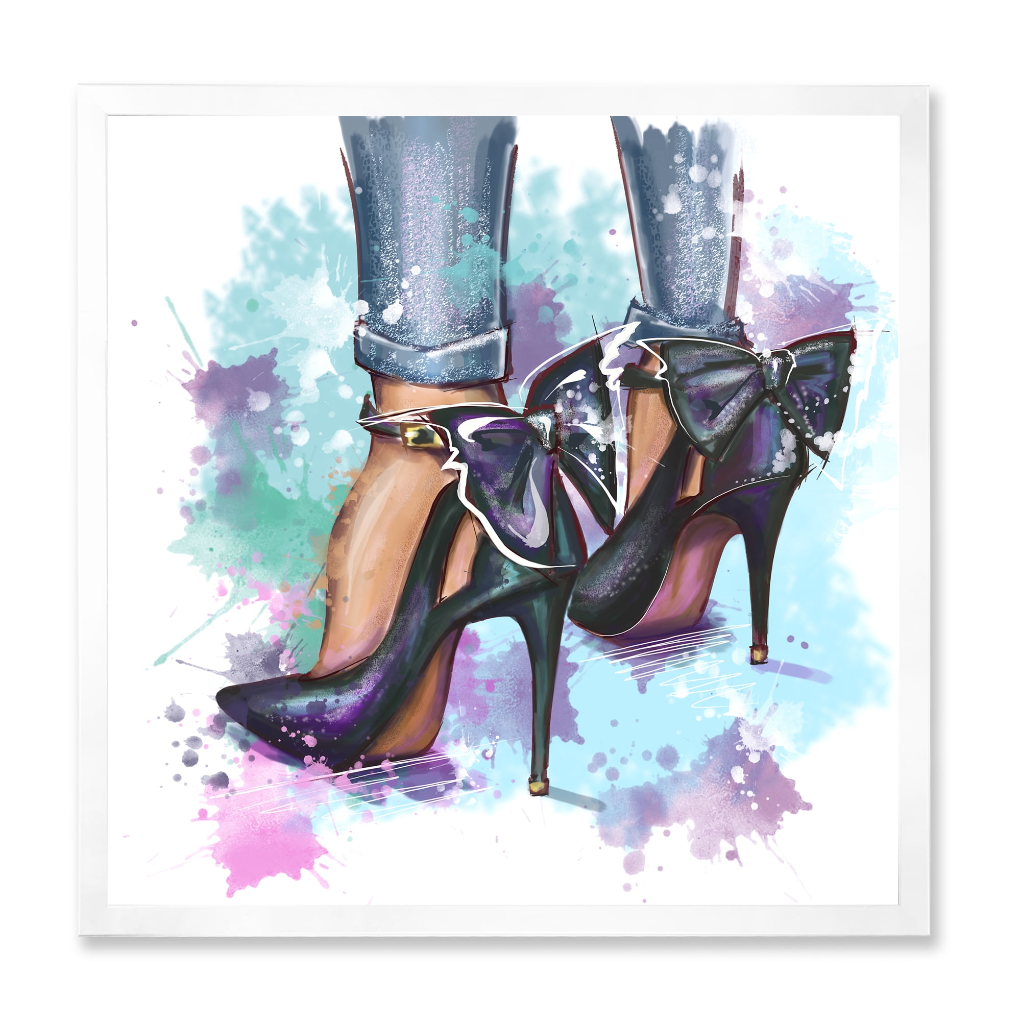 Designart 'Bright Colorful Trendy Woman Fashion Shoes' Modern Framed Art Print