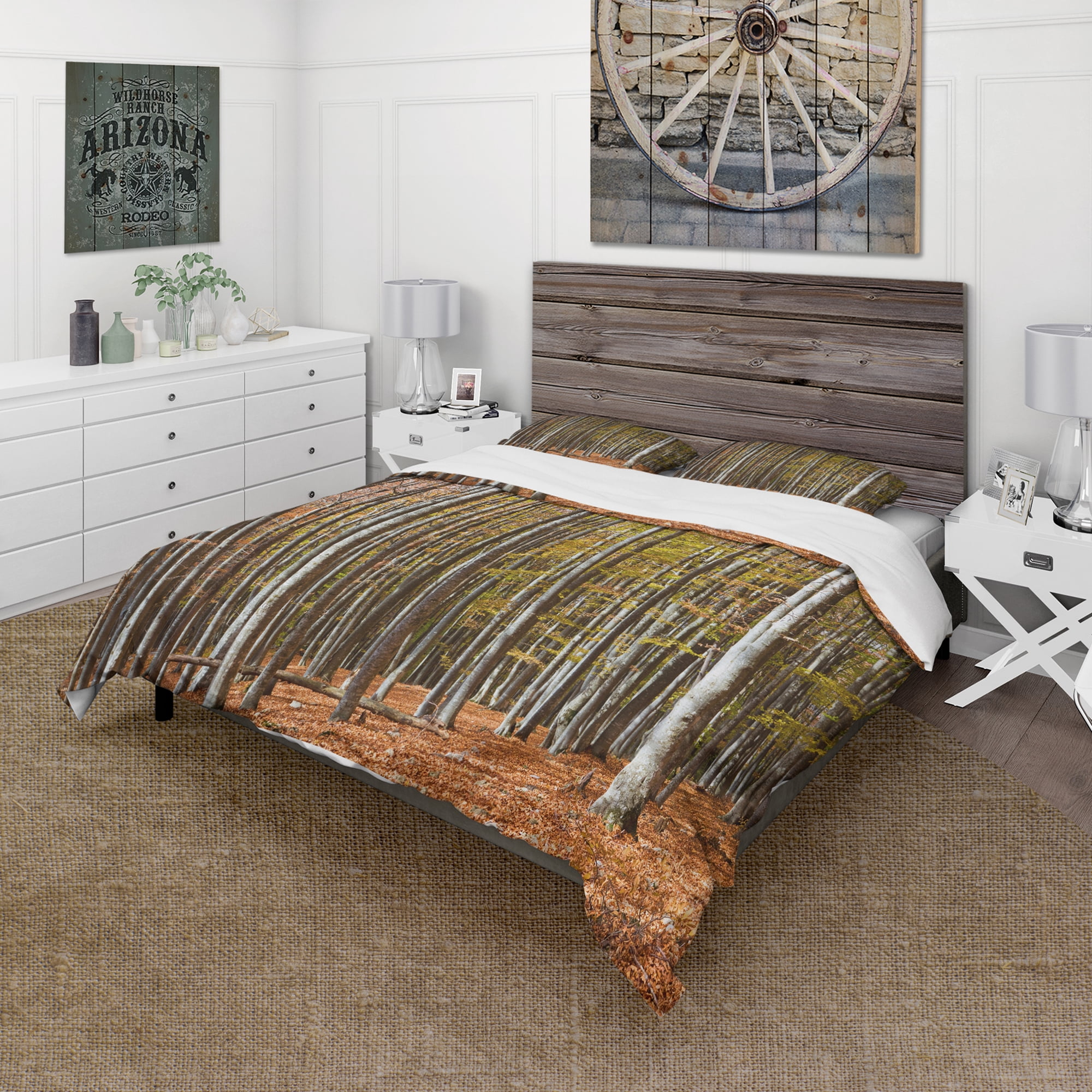 Designart 'Bright Day in Thick Forest' Modern Forest Duvet Cover Set