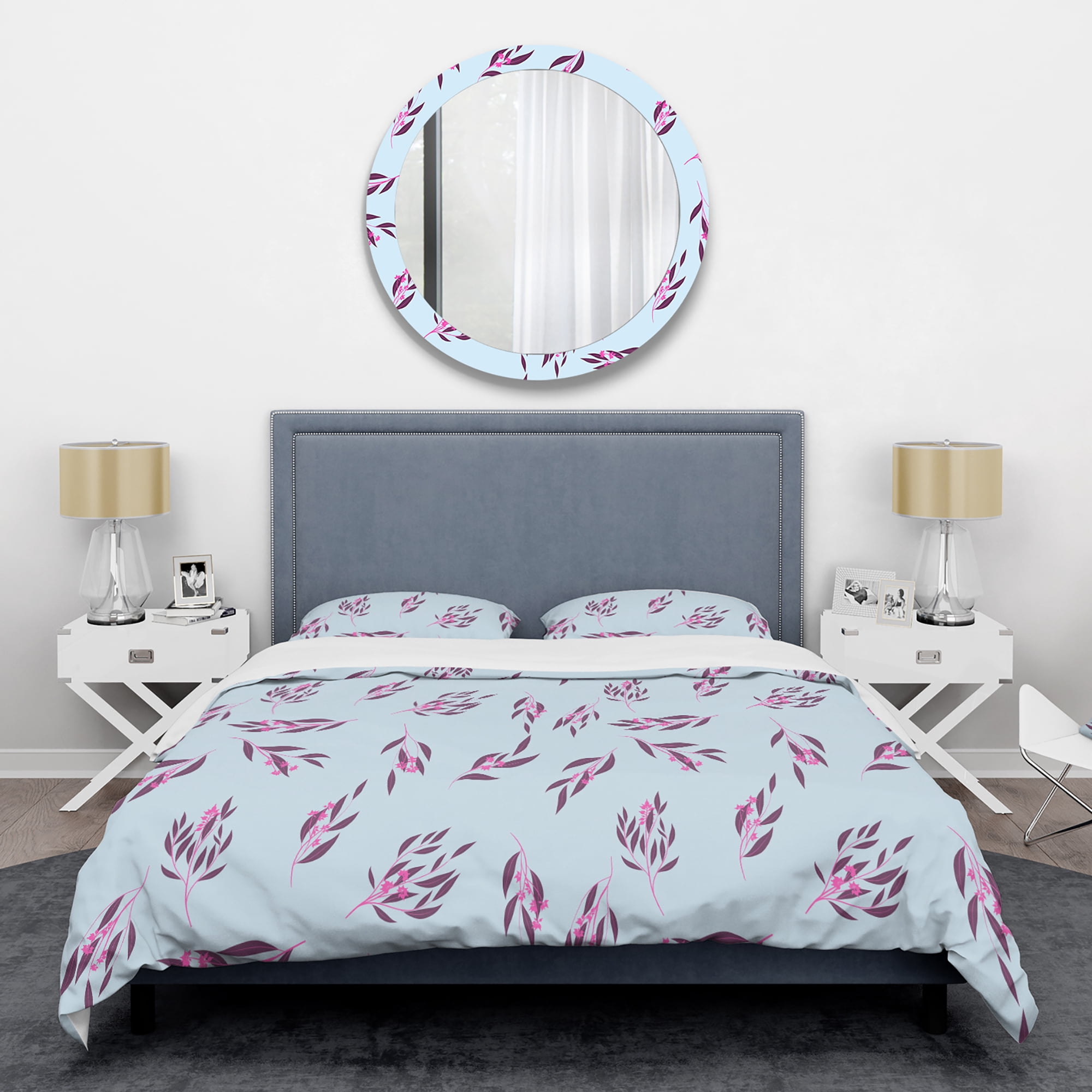 Designart 'Bright Eucalyptus Floral Pattern I' Mid-Century Modern Duvet Cover Set