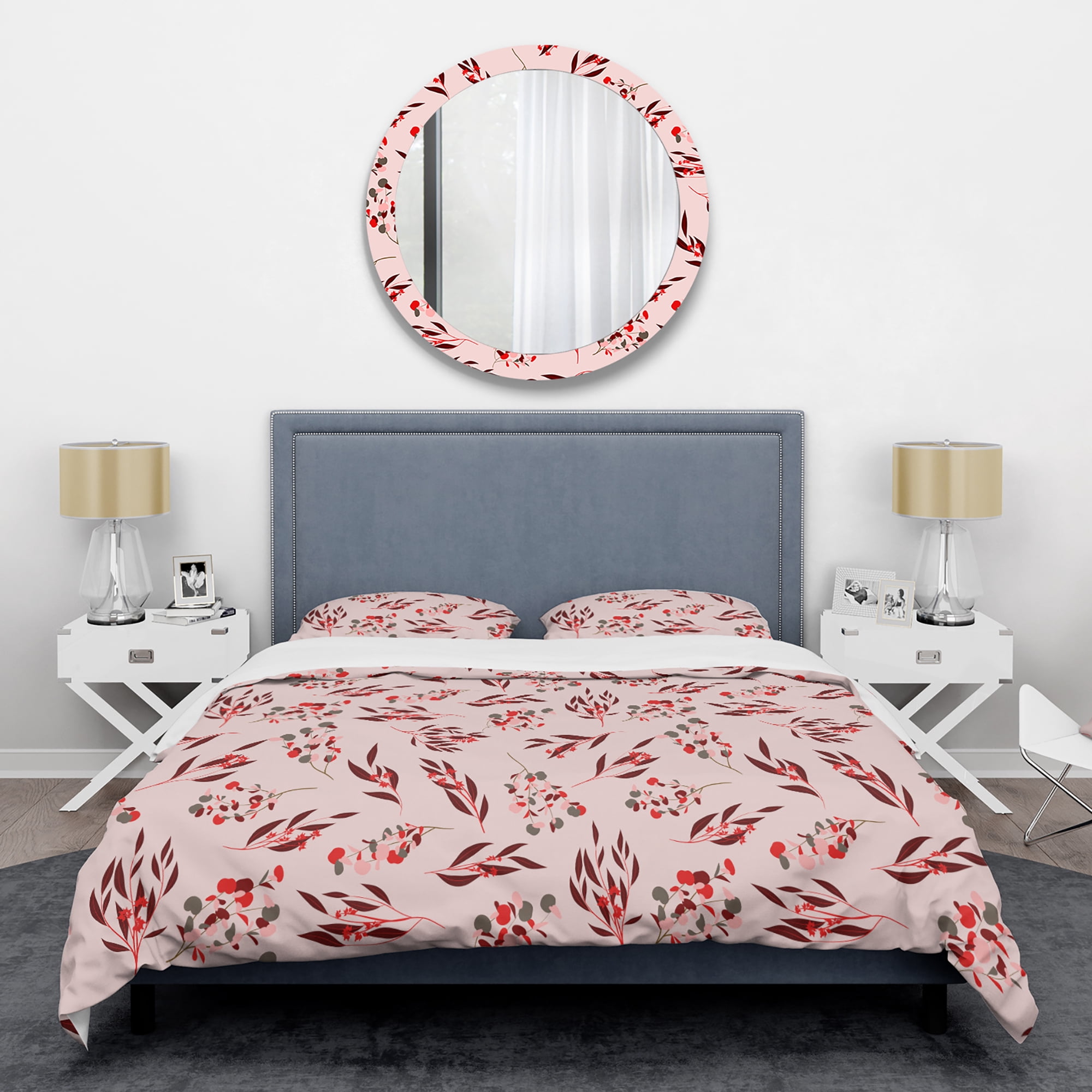 Designart 'Bright Eucalyptus Floral Pattern II' Mid-Century Modern Duvet Cover Set