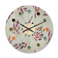 thumbnail image 1 of Designart 'Bright Eucalyptus Floral Retro Pattern I' Mid-Century Modern Wood Wall Clock, 1 of 5