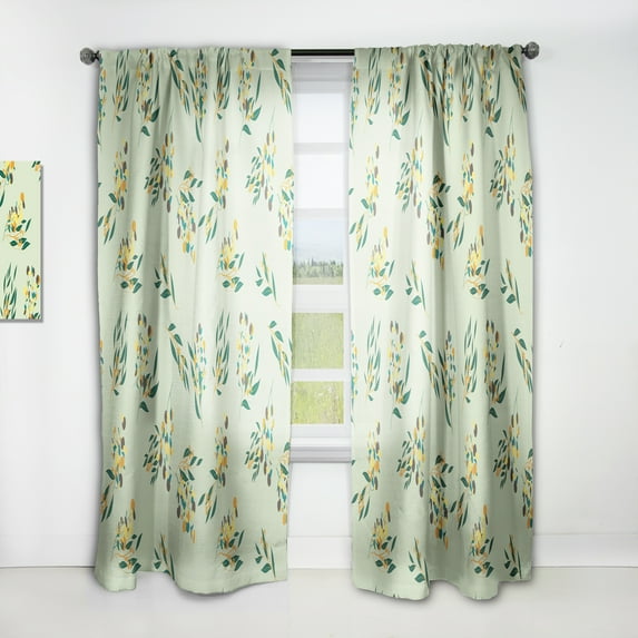 Designart 'Bright Eucalyptus Floral Retro Pattern III' Mid-Century Modern Curtain Panel