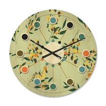 Designart 'Bright Eucalyptus Floral Retro Pattern III' Mid-Century Modern Wood Wall Clock