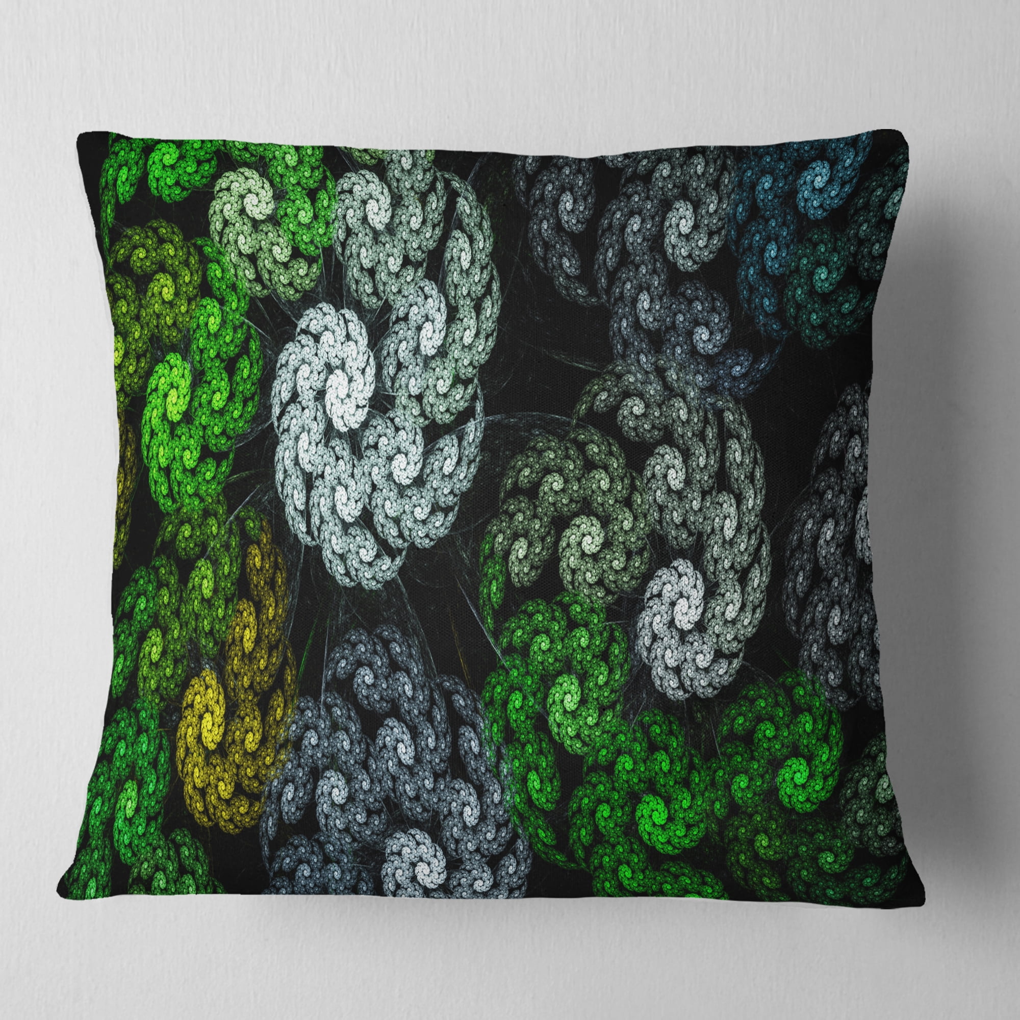 Designart Bright Exotic Spiral Flowers - Abstract Throw Pillow - 16x16