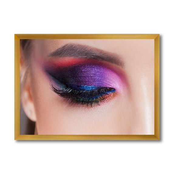 Designart 'Bright Eye Makeup In Luxurious Blue And Pink Shades' Modern Framed Art Print