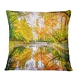 thumbnail image 1 of Designart Bright Fall Forest with River - Landscape Printed Throw Pillow - 16x16, 1 of 1