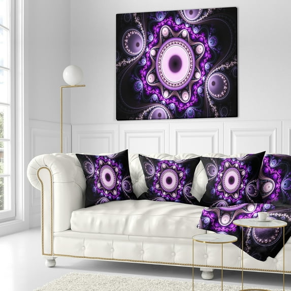 Designart Bright Fractal Circles and Waves - Abstract Throw Pillow - 16x16