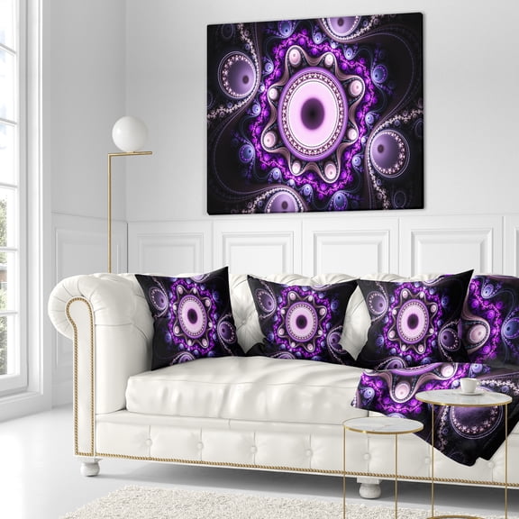 Designart Bright Fractal Circles and Waves - Abstract Throw Pillow - 18x18