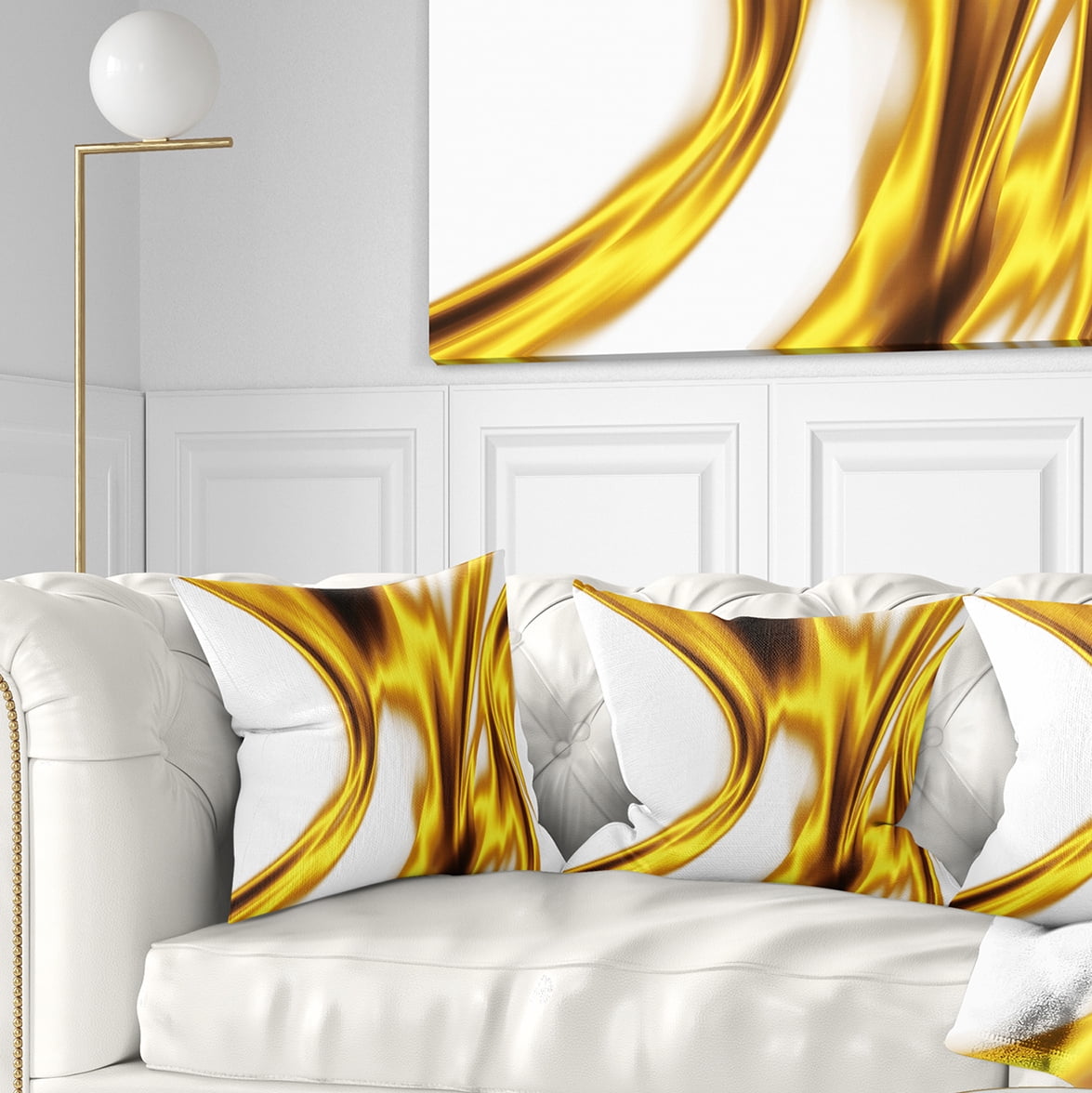 Designart Bright Gold Texture Pattern - Abstract Throw Pillow - 18x18