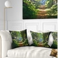 thumbnail image 1 of Designart Bright Green Forest in Morning - Landscape Photography Throw Pillow - 18x18, 1 of 5