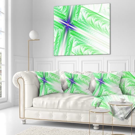 Designart Bright Green Fractal Cross Design - Abstract Throw Pillow - 18x18