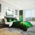 thumbnail image 1 of Designart 'Bright Green Fractal Flower in Dark' Modern & Contemporary Duvet Cover Set, 1 of 4