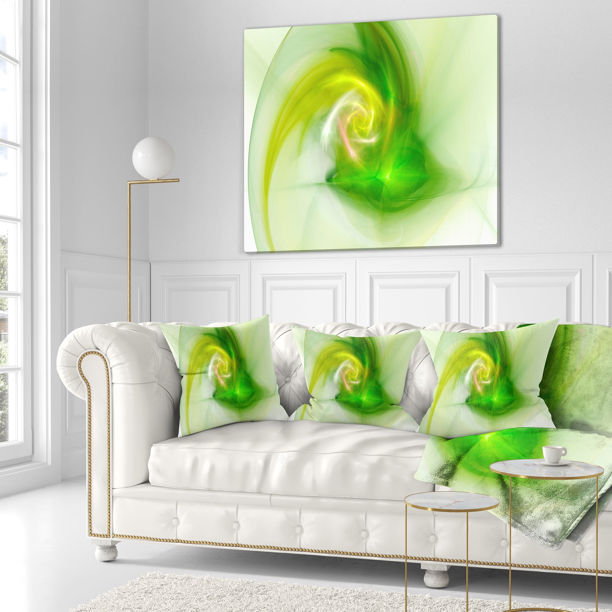 Designart Bright Green Fractal Illustration - Abstract Throw Pillow - 18x18