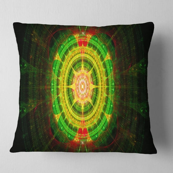 Designart Bright Green Fractal Sphere - Abstract Throw Pillow - 16x16