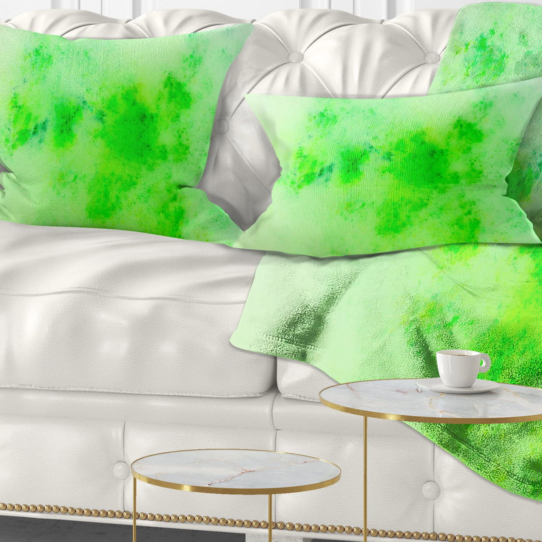 Designart Bright Green Starry Fractal Sky - Abstract Throw Pillow - 12x20