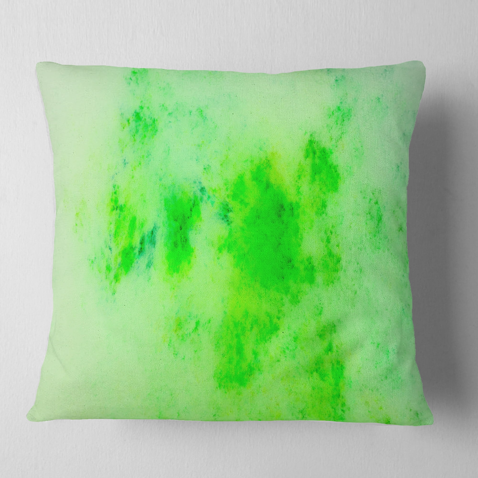 Designart Bright Green Starry Fractal Sky - Abstract Throw Pillow - 18x18