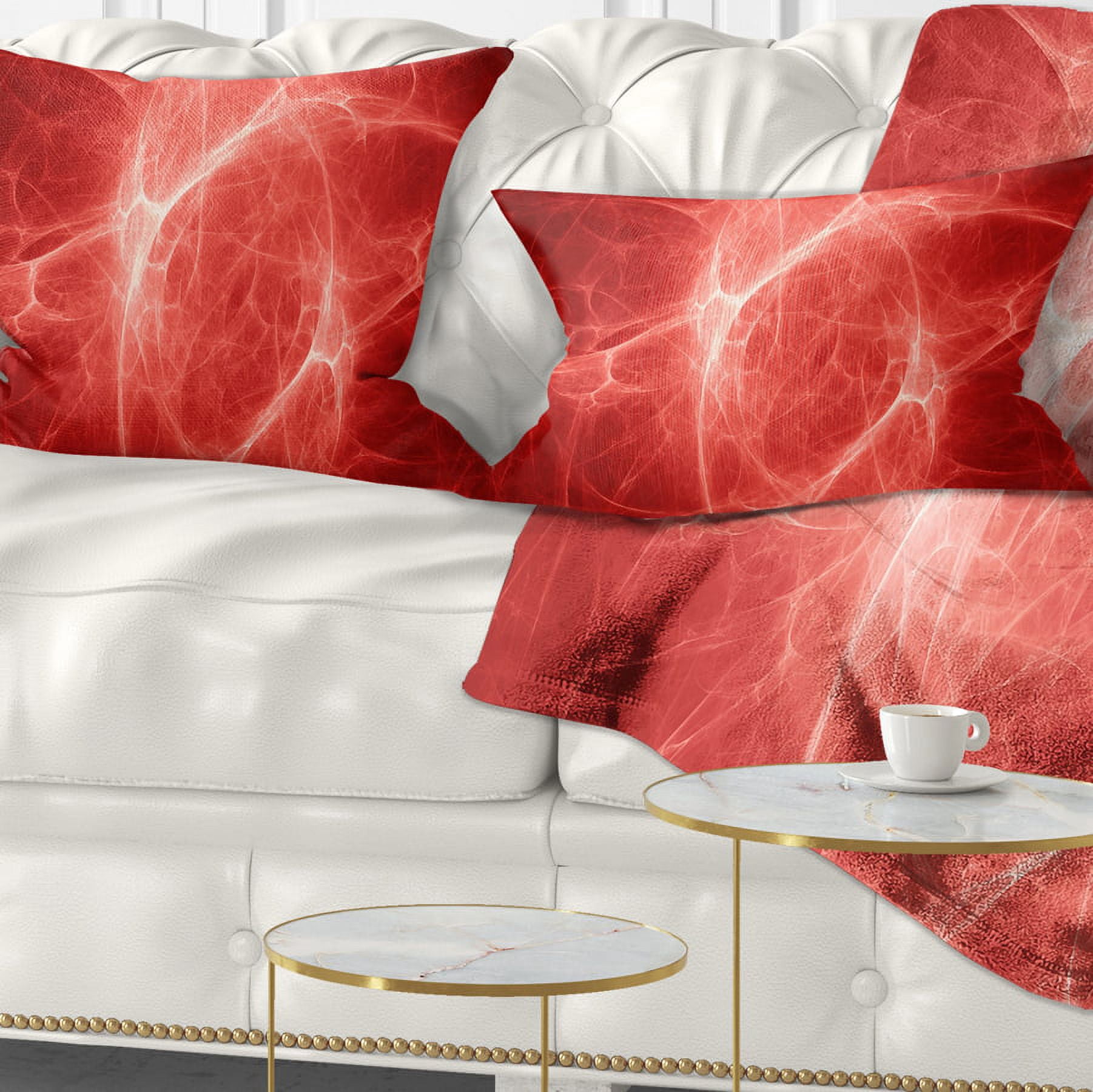 Designart Bright Lightning on Red Sky - Floral Throw Pillow - 12x20