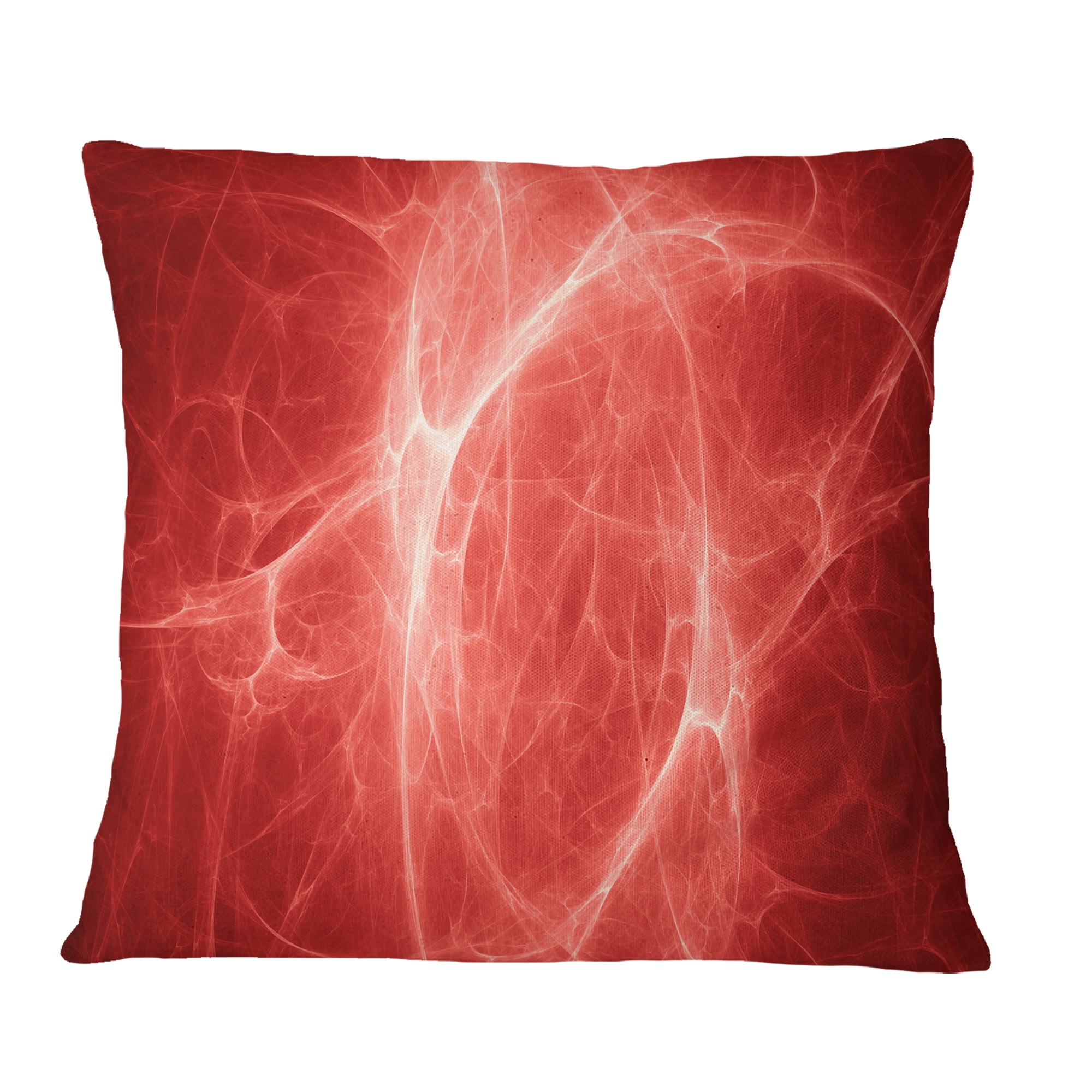 Designart Bright Lightning on Red Sky - Floral Throw Pillow - 16x16