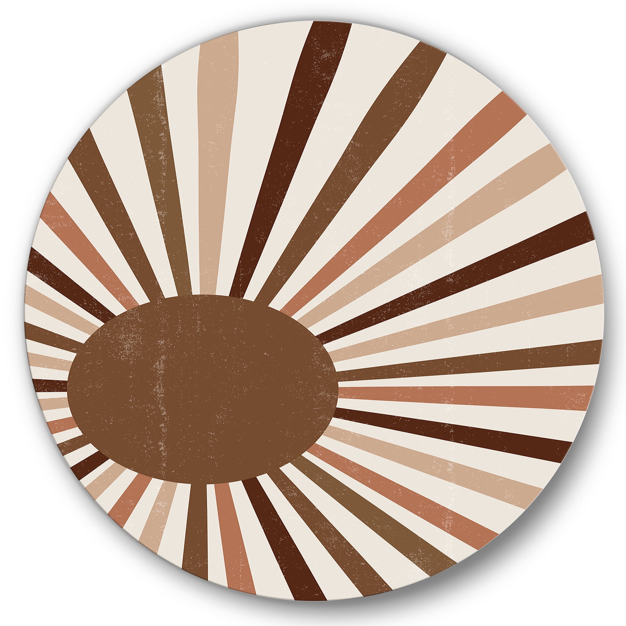 Designart 'Bright Minimalist Shining Terracotta Sun Rays' Modern Circle Metal Wall Art 11x11 - Disc of 11