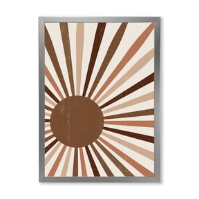 Designart 'Bright Minimalist Shining Terracotta Sun Rays' Modern Framed Art Print