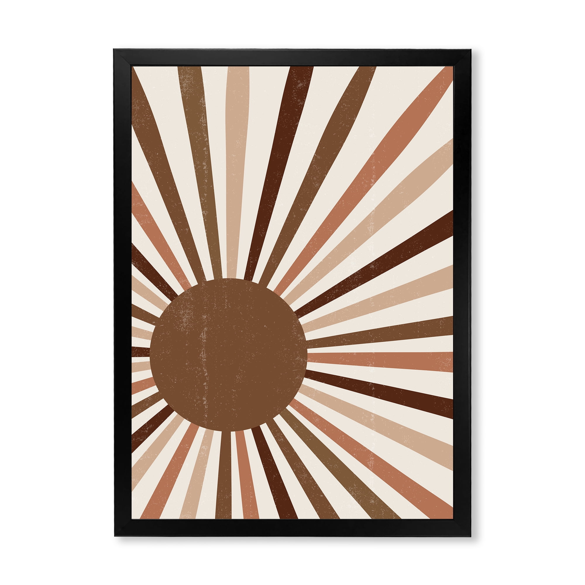 Designart 'Bright Minimalist Shining Terracotta Sun Rays' Modern Framed Art Print