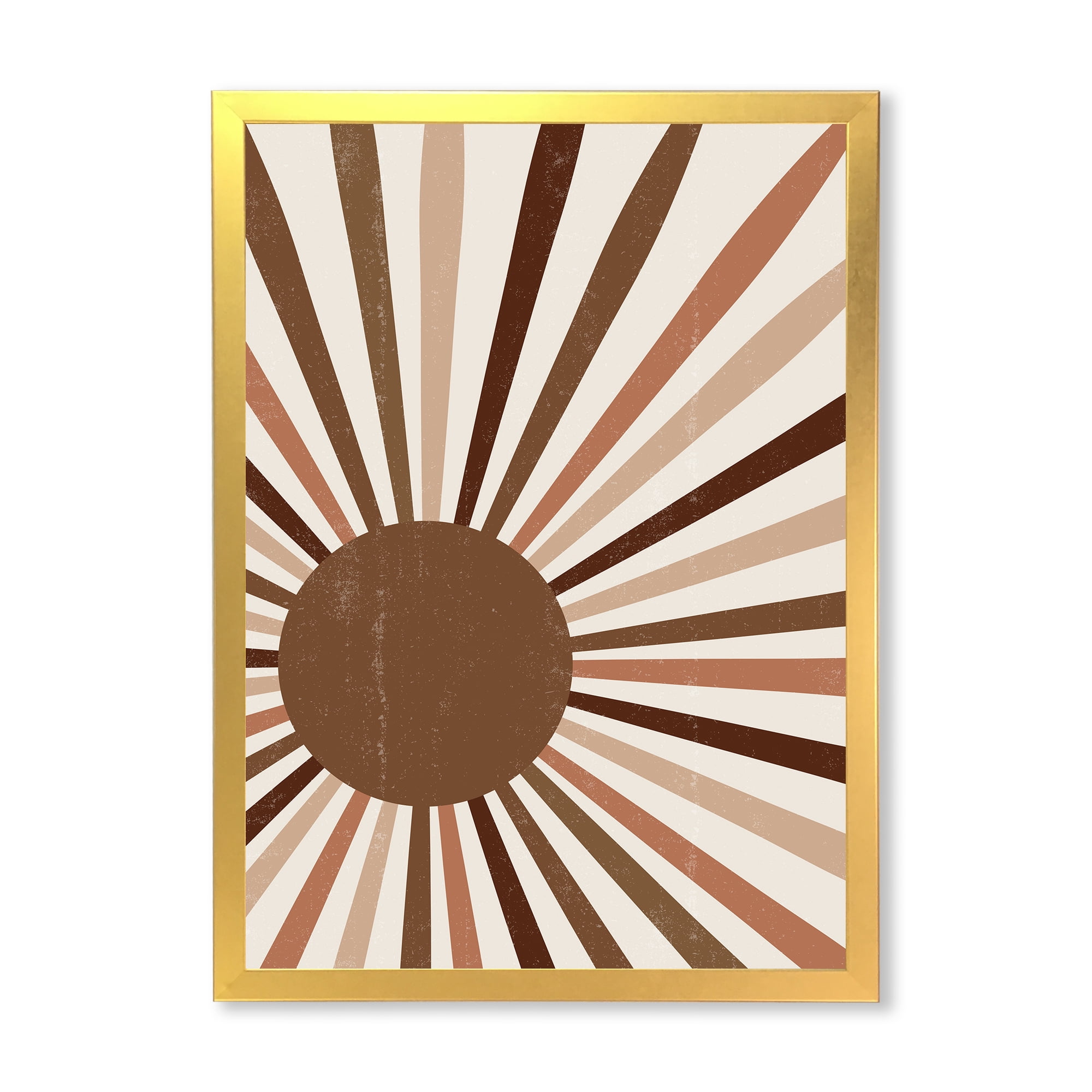Designart 'Bright Minimalist Shining Terracotta Sun Rays' Modern Framed Art Print