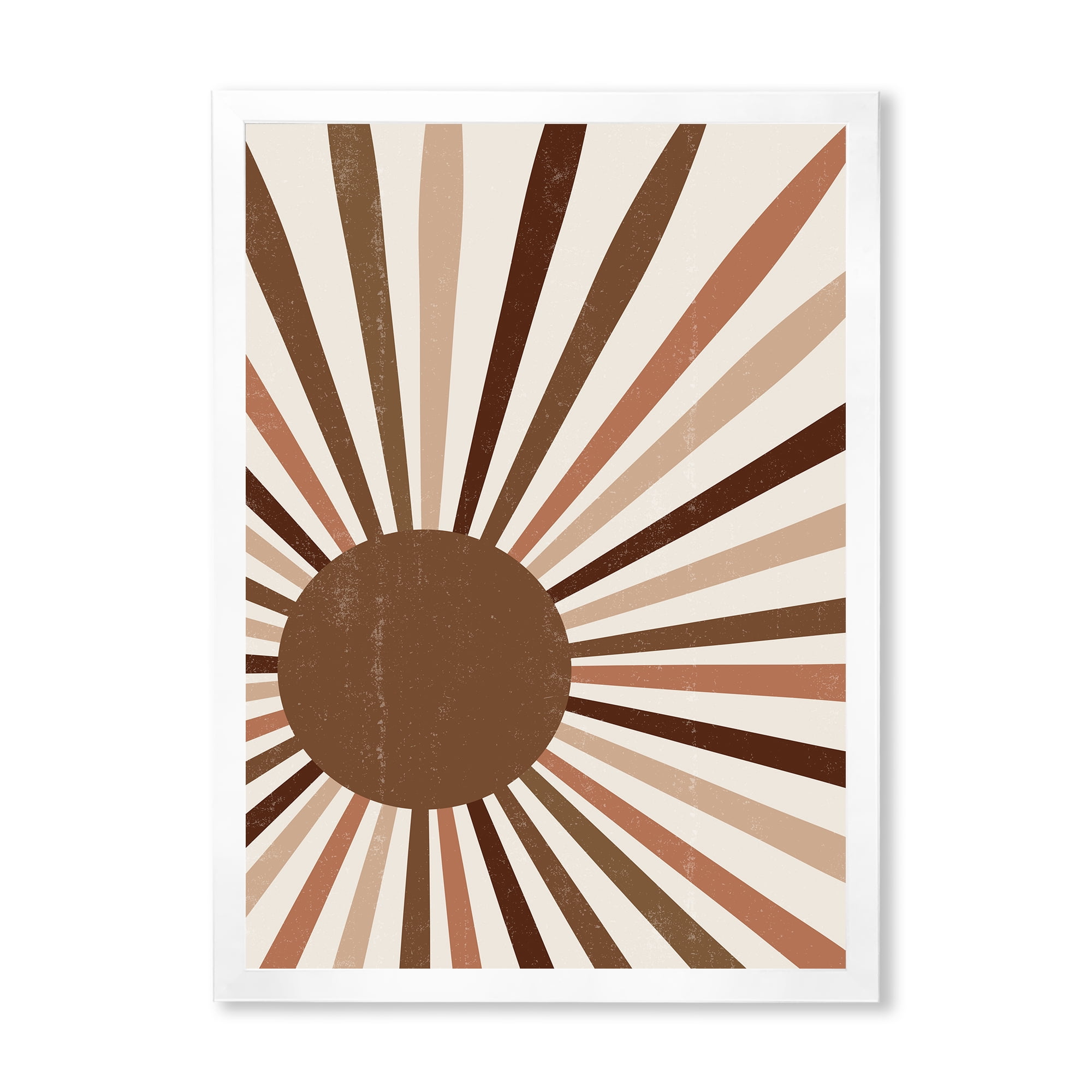 Designart 'Bright Minimalist Shining Terracotta Sun Rays' Modern Framed Art Print