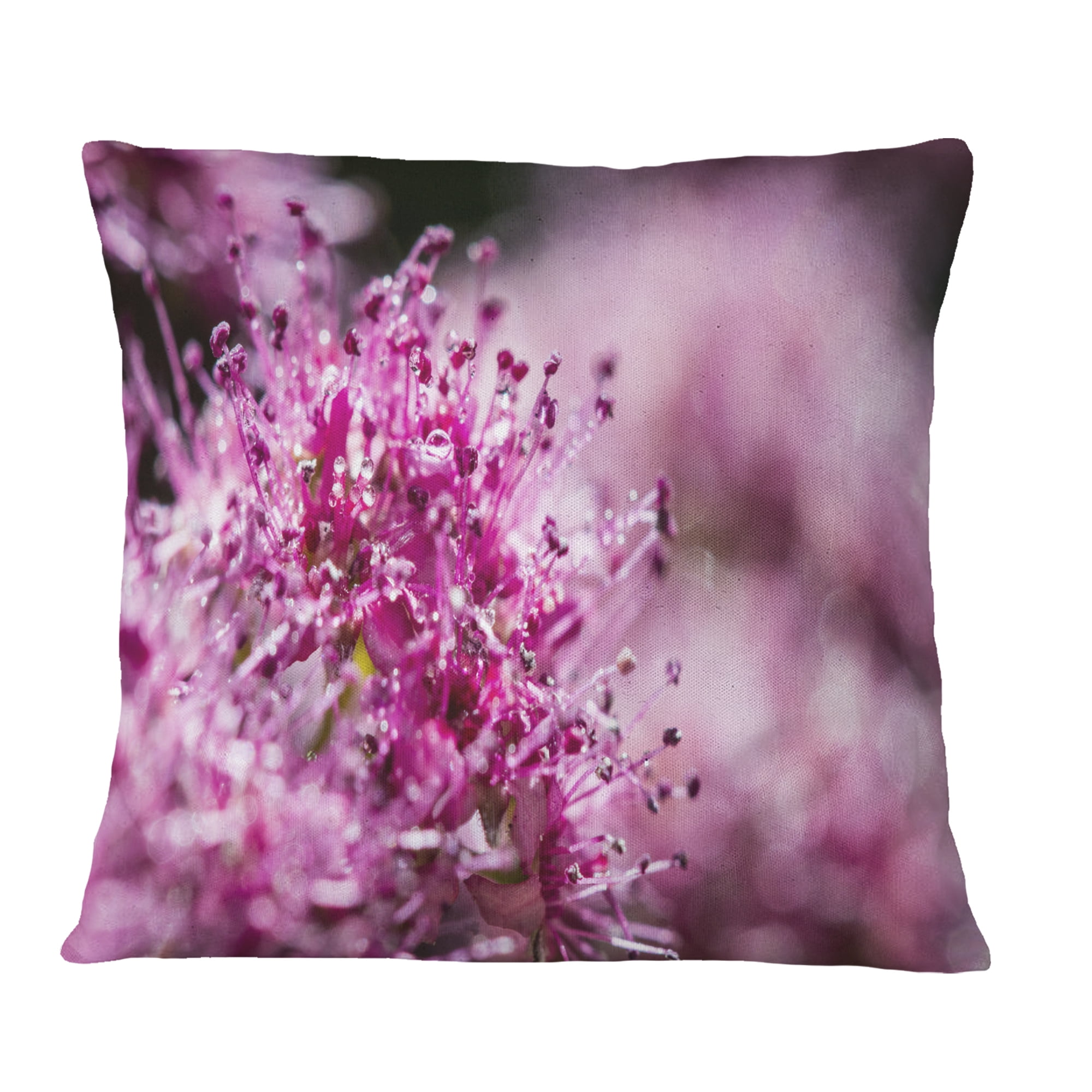 Designart Bright Pink Little Flowers - Flower Throw Pillow - 16x16