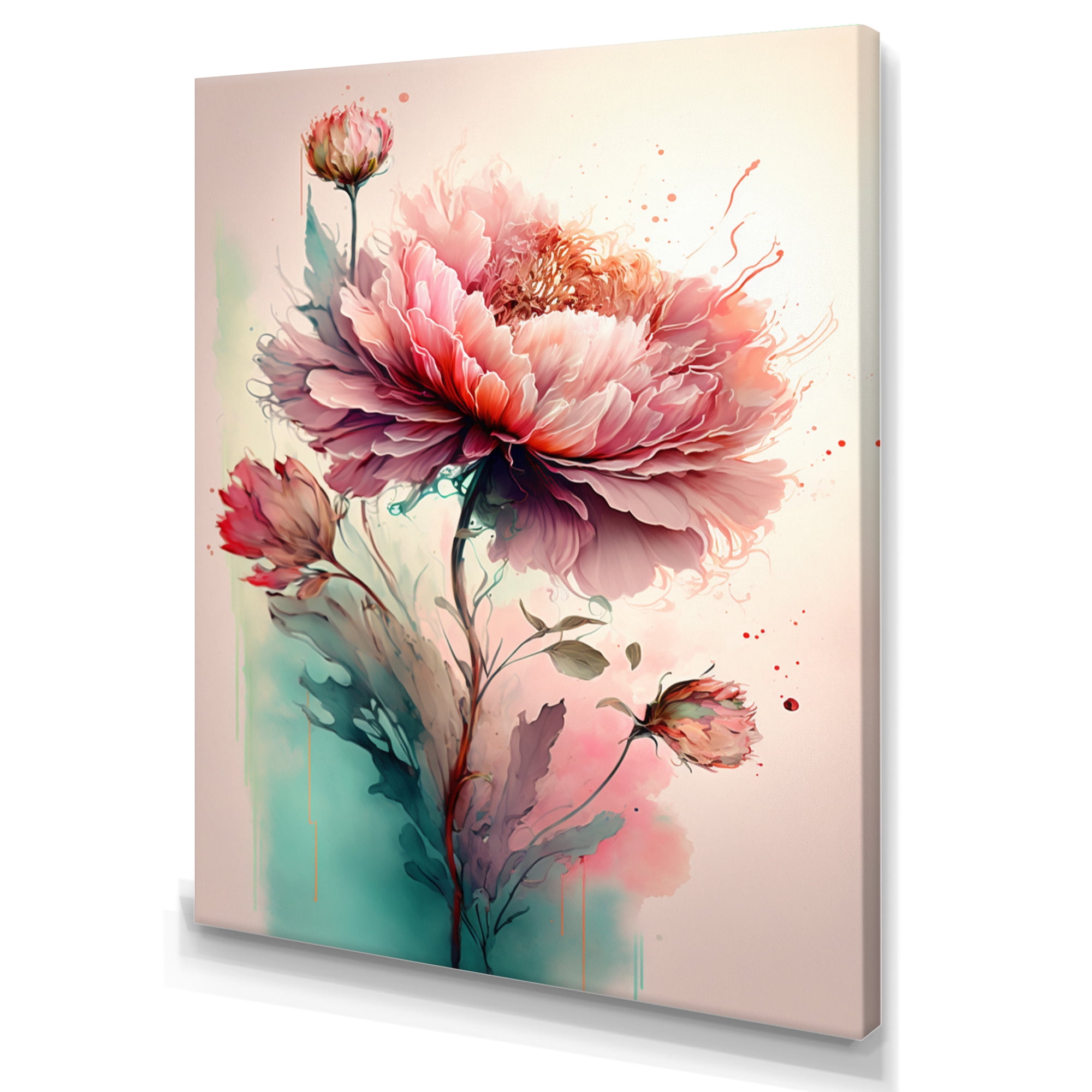 Designart Bright Pink Peony Canvas Wall Art