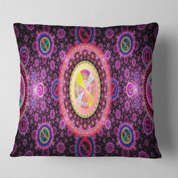 Designart Bright Pink Psychedelic Relaxing Art - Abstract Throw Pillow - 18x18