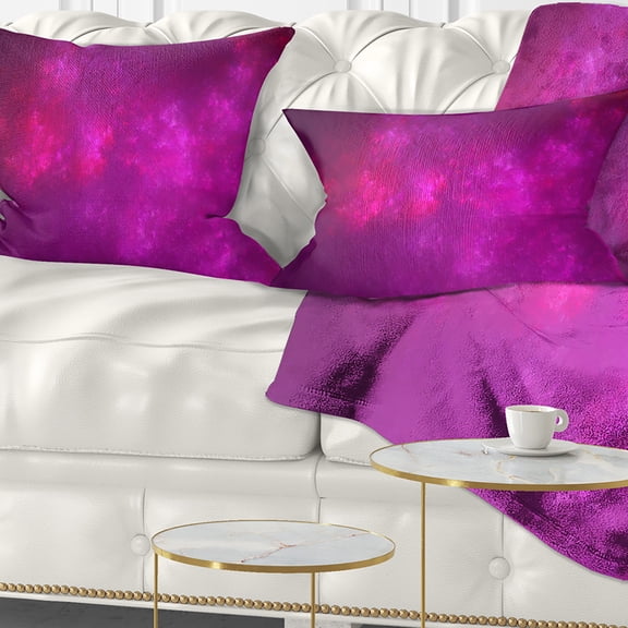 Designart Bright Pink Starry Fractal Sky - Abstract Throw Pillow - 12x20