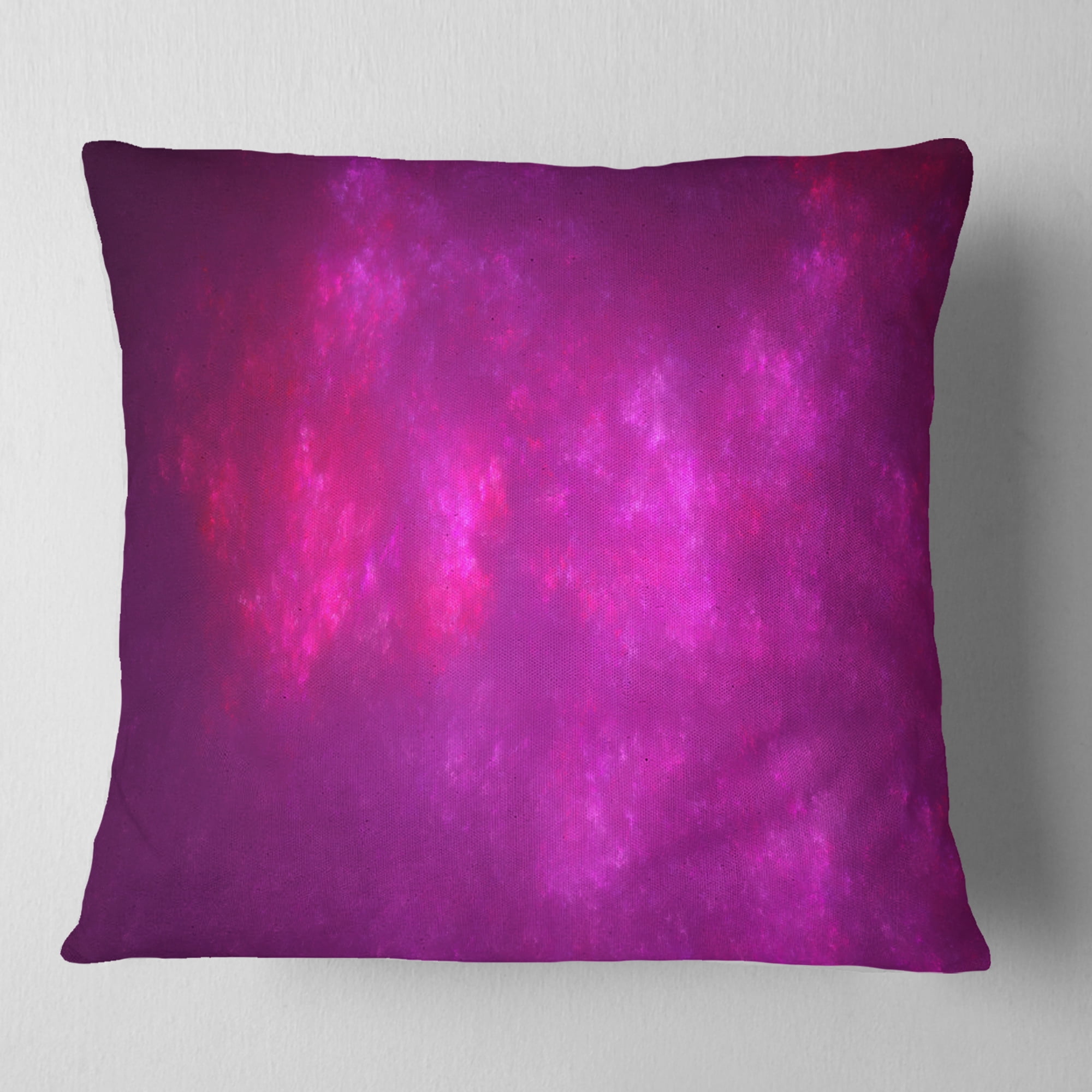 Designart Bright Pink Starry Fractal Sky - Abstract Throw Pillow - 16x16
