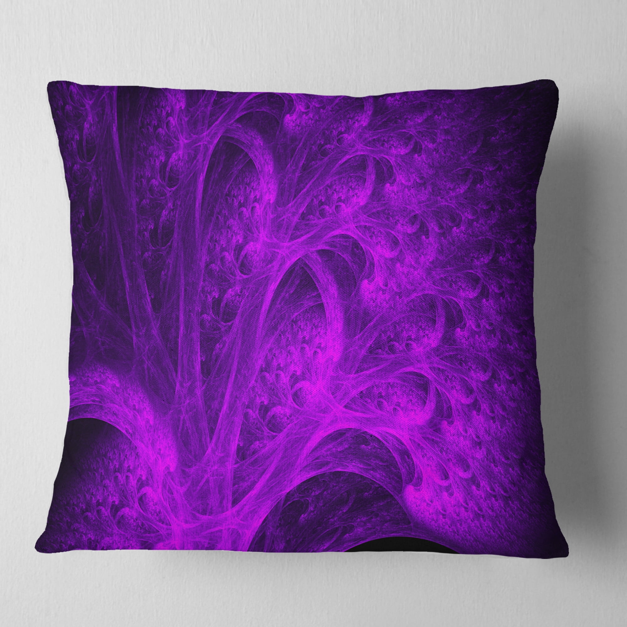 Designart Bright Purple Magical Fractal Forest - Abstract Throw Pillow - 16x16