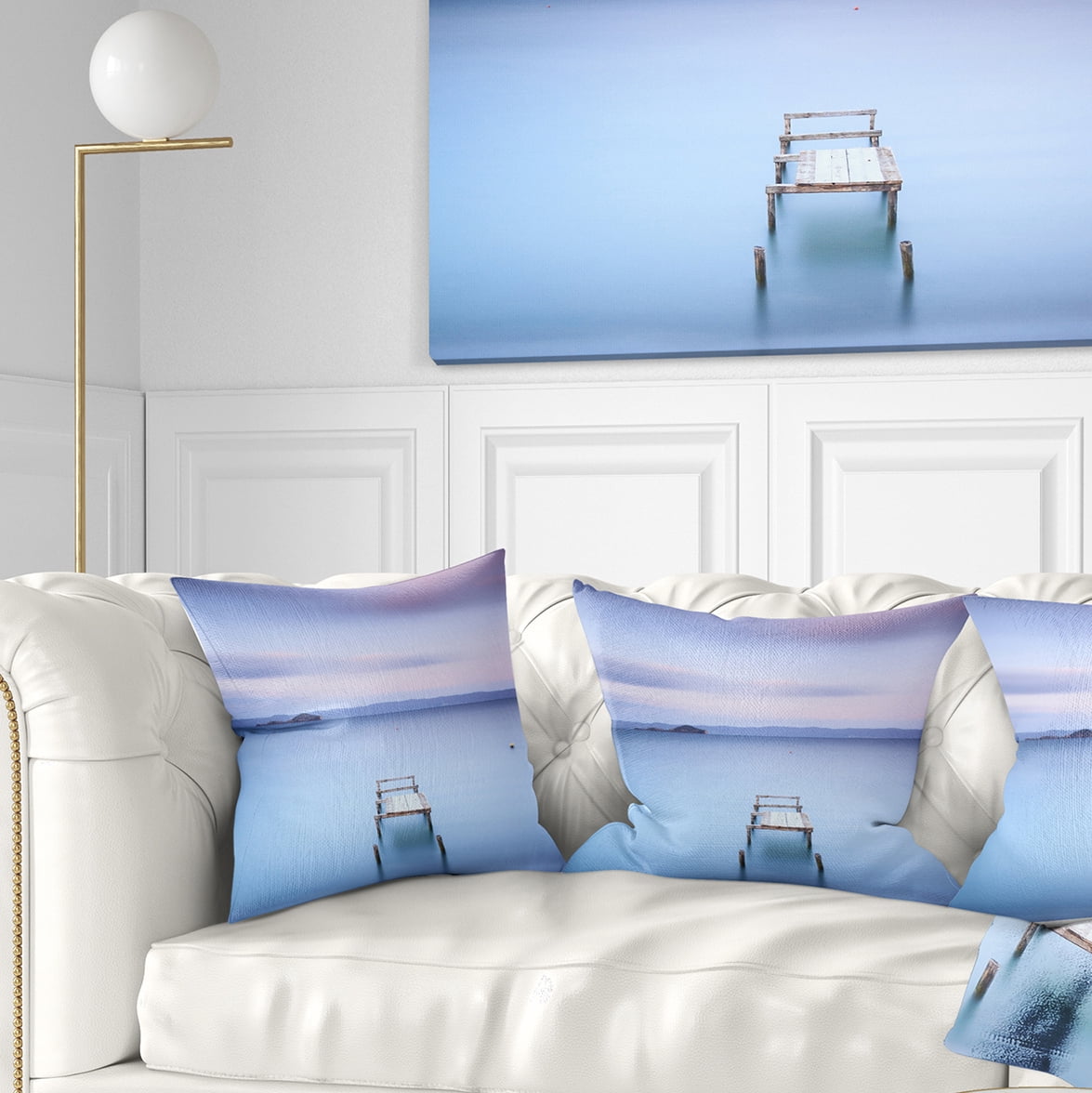 Designart Bright Purple Sky - Seascape Throw Pillow - 16x16