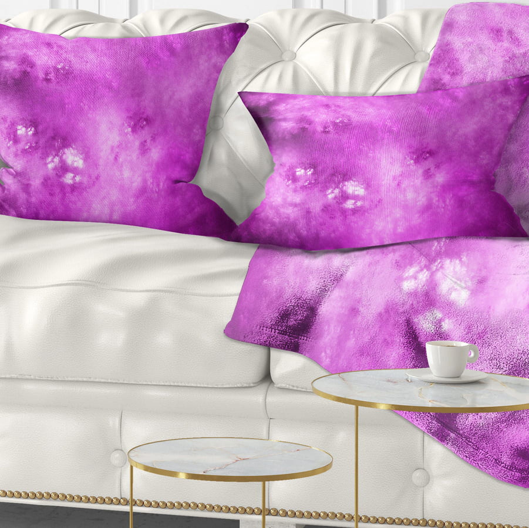 Designart Bright Purple Sky with Stars - Abstract Throw Pillow - 12x20