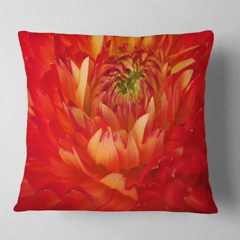 Designart Bright Red Close Up Flower Petals Floral Throw Pillow 16x16 Walmart