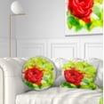 thumbnail image 1 of Designart Bright Red Rose on Light Green - Floral Throw Pillow - 12x20, 1 of 5