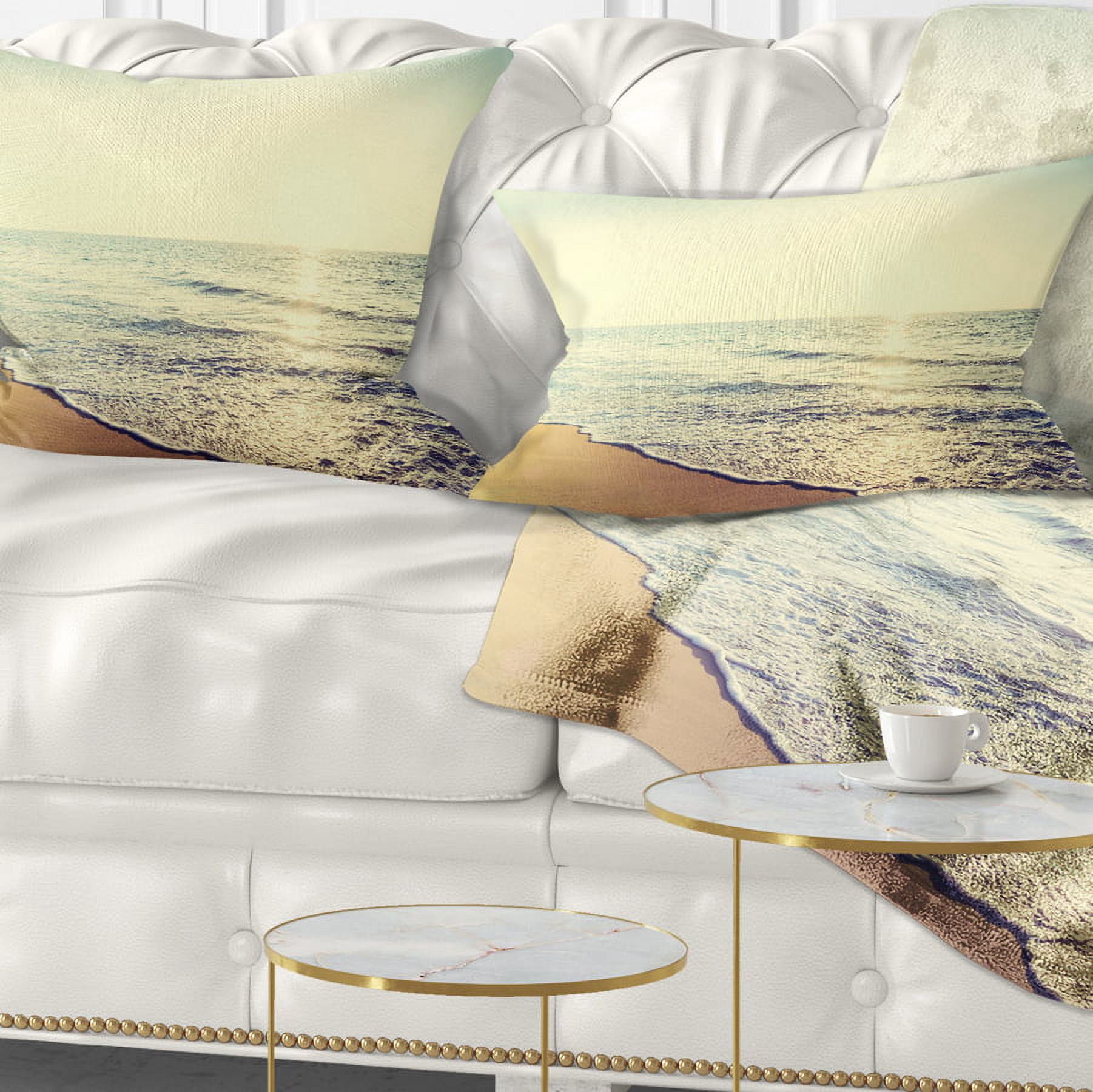 Designart Bright Seashore during Sunset - Seashore Throw Pillow - 12x20