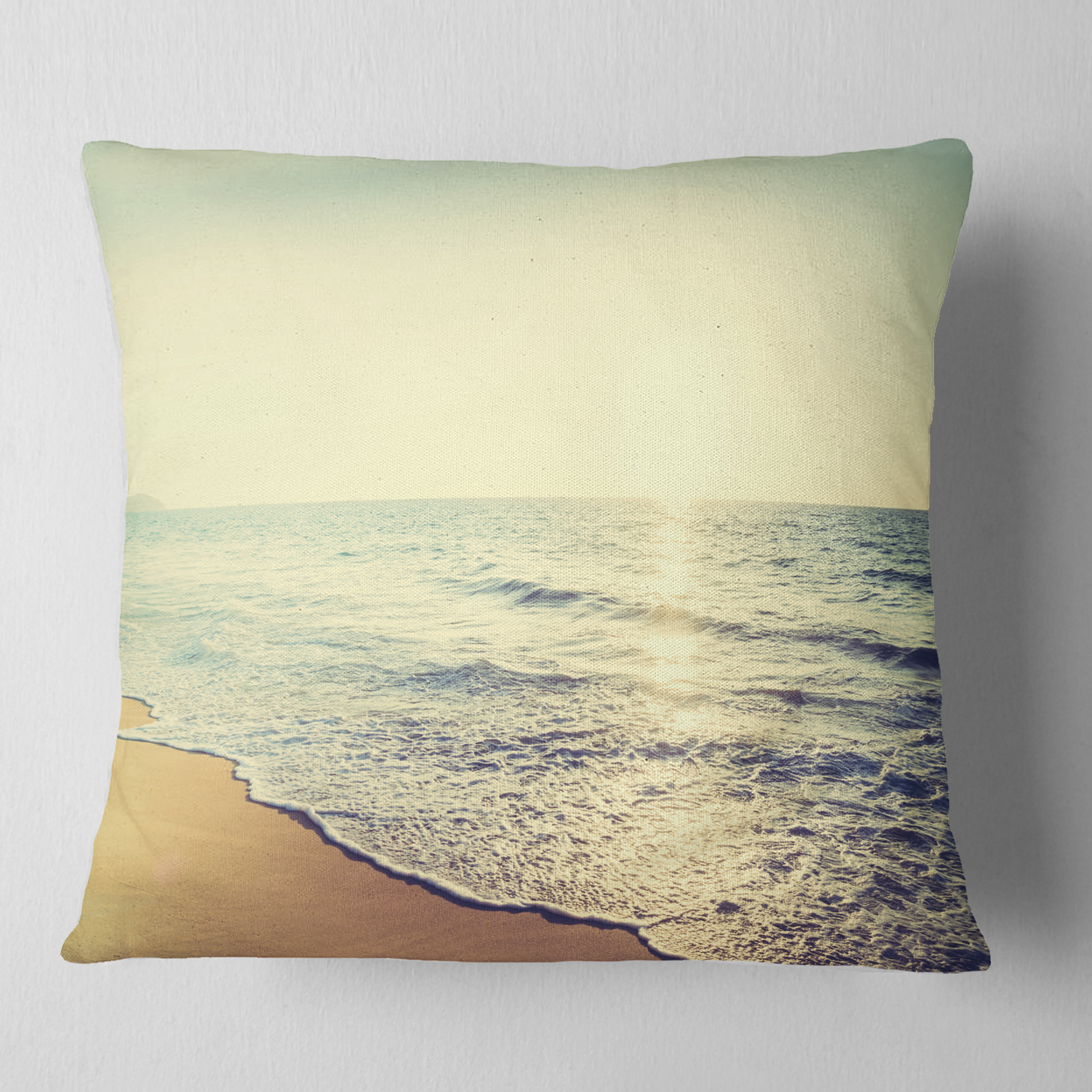 Designart Bright Seashore during Sunset - Seashore Throw Pillow - 16x16