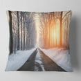 thumbnail image 1 of Designart Bright Sun Break in Winter Forest - Forest Throw Pillow - 16x16, 1 of 4