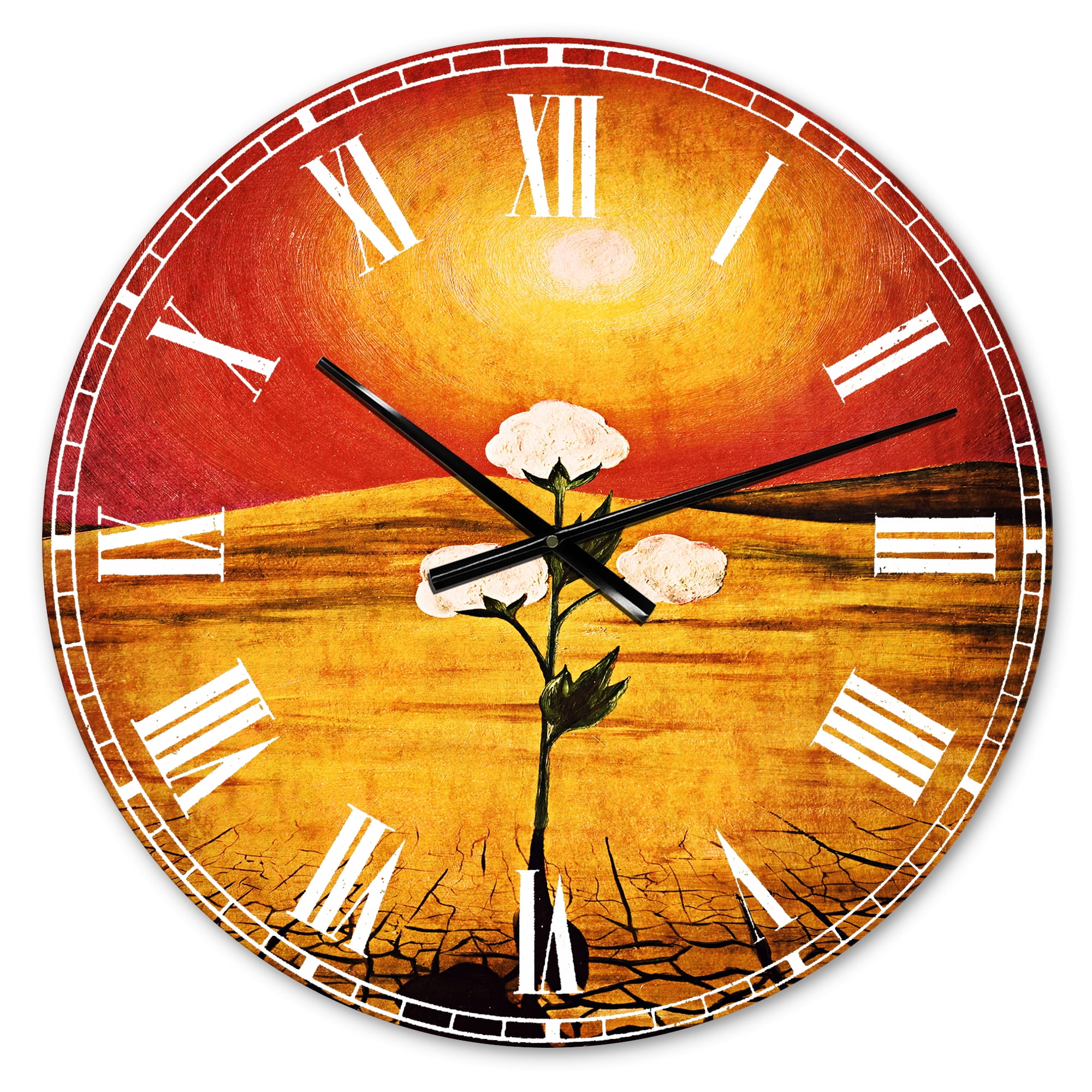 Designart 'Bright Sun in Flower' Traditional wall clock