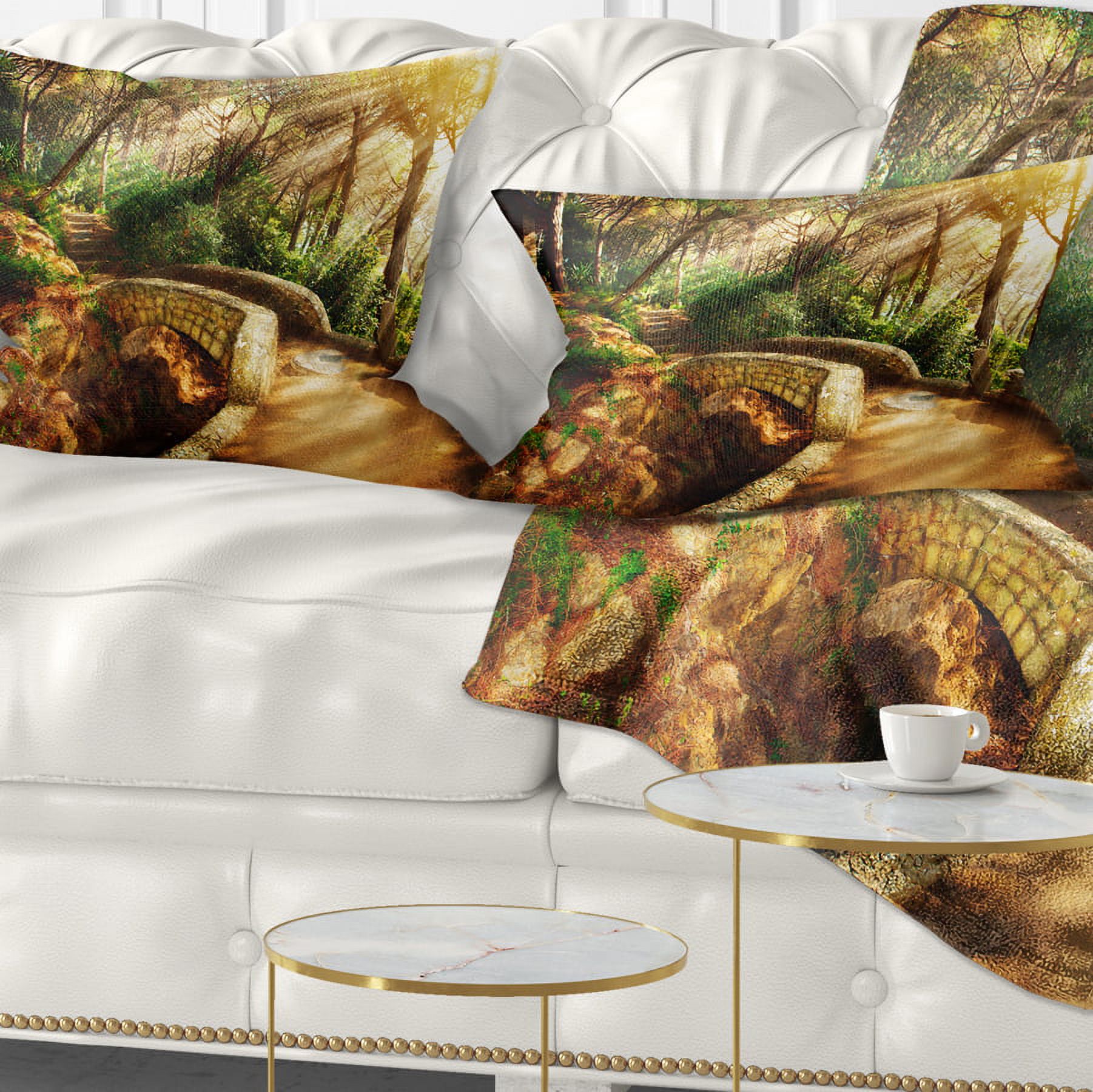 Designart Bright Sun in Mystical Park - Landscape Printed Throw Pillow - 12x20