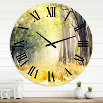 Designart 'Bright Sunshine Through The Forest Trees Iv' Traditional Wall Clock