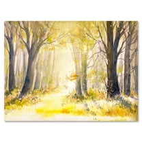 Designart ' Bright Sunshine Through The Yellow Forest Trees I ' Traditional Canvas Wall Art Print