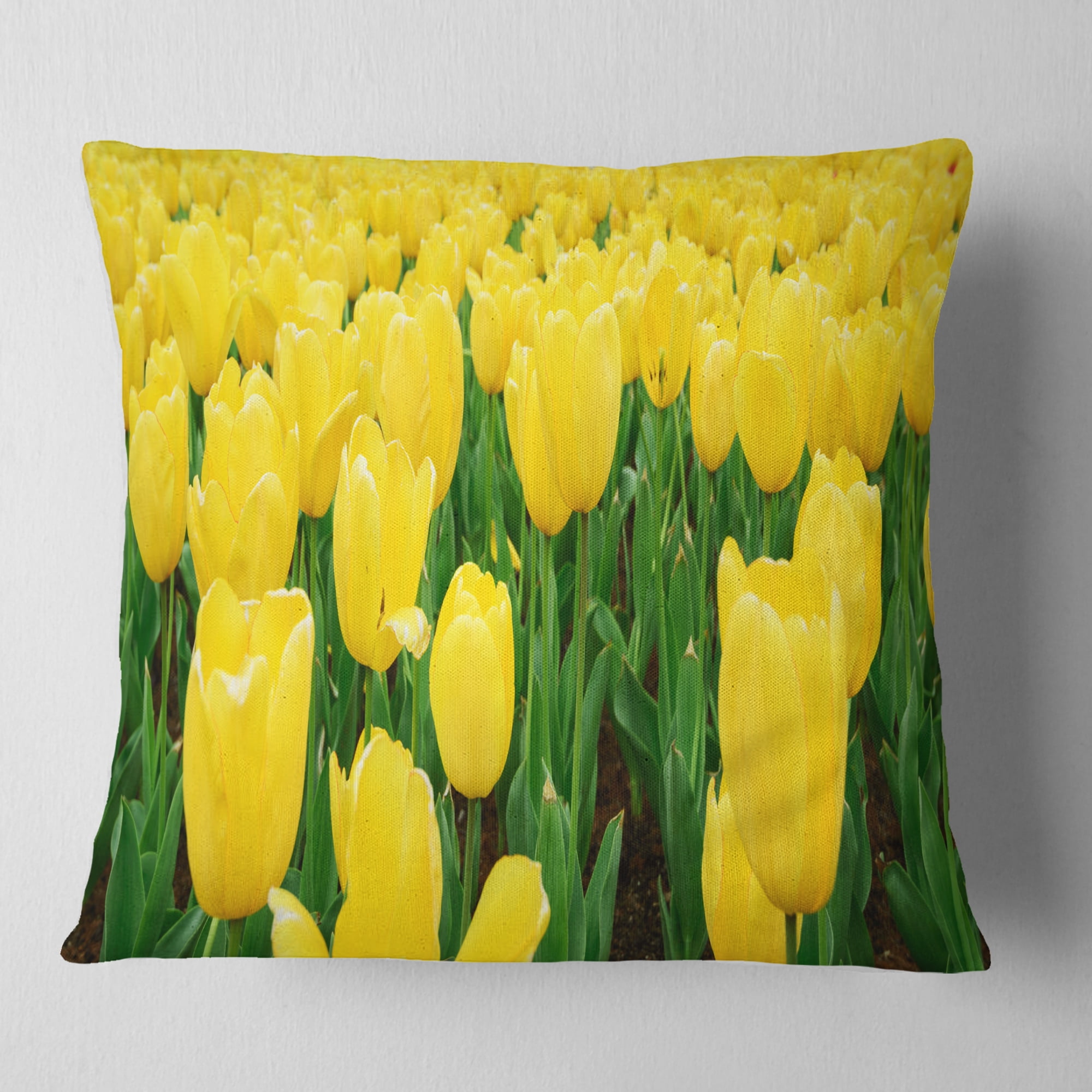 Designart Bright Tulip Flowers in Garden - Floral Throw Pillow - 18x18