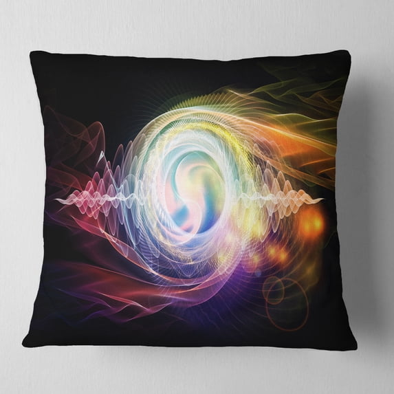 Designart Bright Wave Particle in Air on Black - Abstract Throw Pillow - 18x18