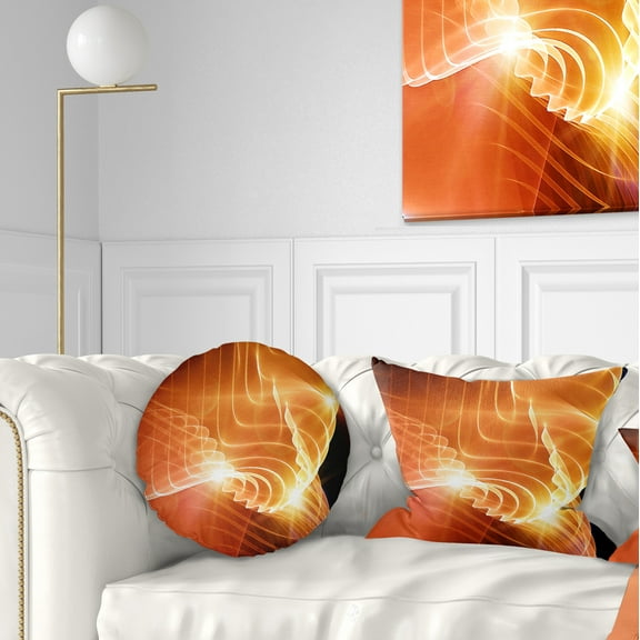 Designart Bright Yellow 3d Abstract Design - Contemporary Abstract Throw Pillow - 12x20